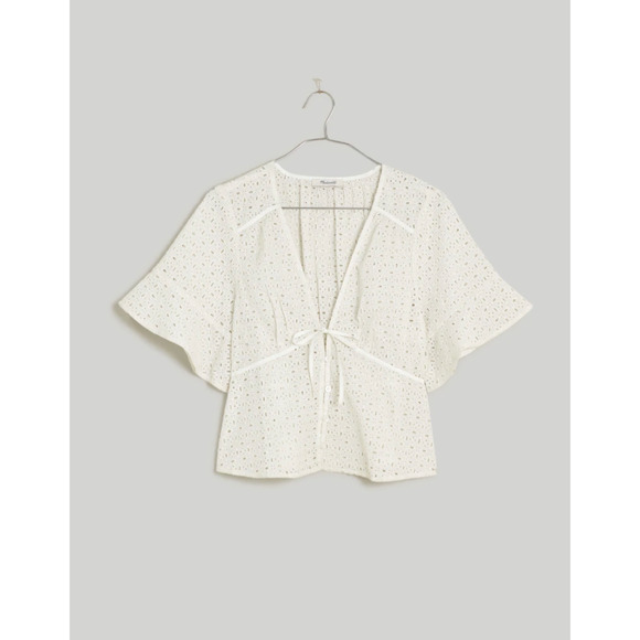 Tie-Front Top in Eyelet M - Picture 6 of 6